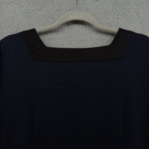 Tahari Dress Womens 4 Black Navy Color Block Tunic 3/4‎ Sleeve Basic Classicore - Picture 7 of 10